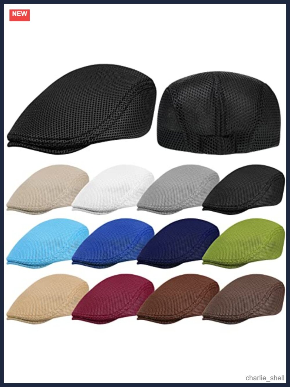 12 Pack Men's Mesh Newsboy Hats Breathable Acrylic Flat Caps Summer Golf Driving